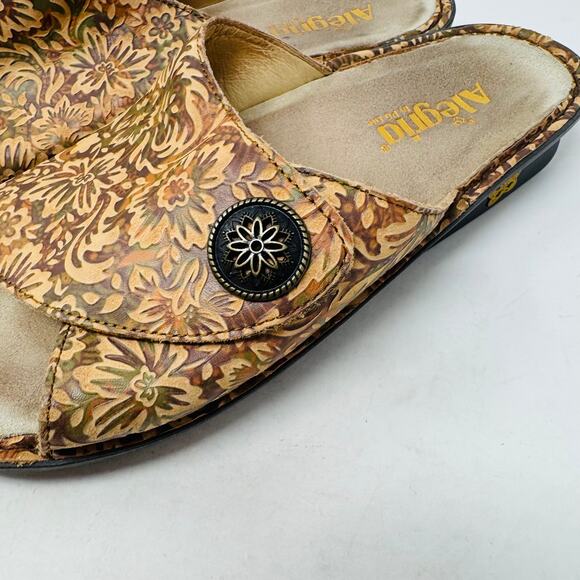 Alegria Vivica Floral Slide Sandals Brown Open Toe Comfort Shoes Clogs Size 41 - Picture 4 of 11
